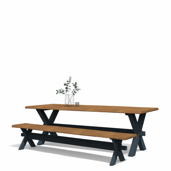 Rustikt spisebord med X-ramme 